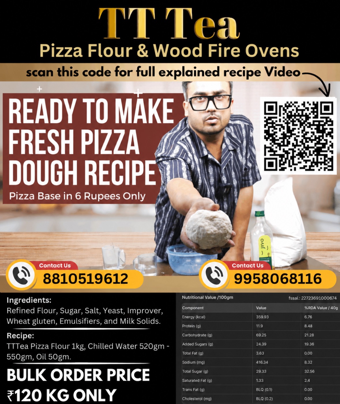 TTTea pizza flour recipe & details