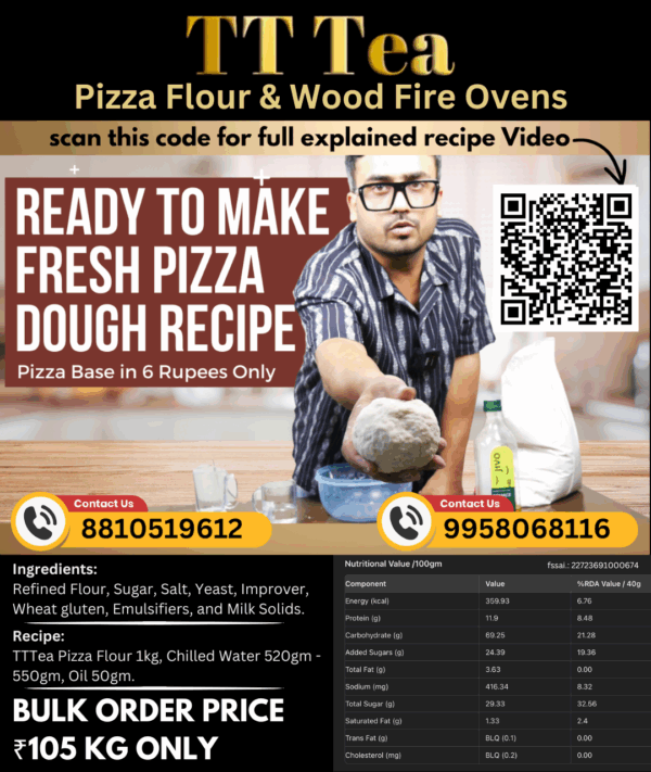 TTTea Quick Make Pizza Dough Flour 400 Grams - For 8-9 Pizza TRAIL PACK | Better Then 00 Flour | Can Make in Any Oven Even Home OTG | PURE VEG - Image 2